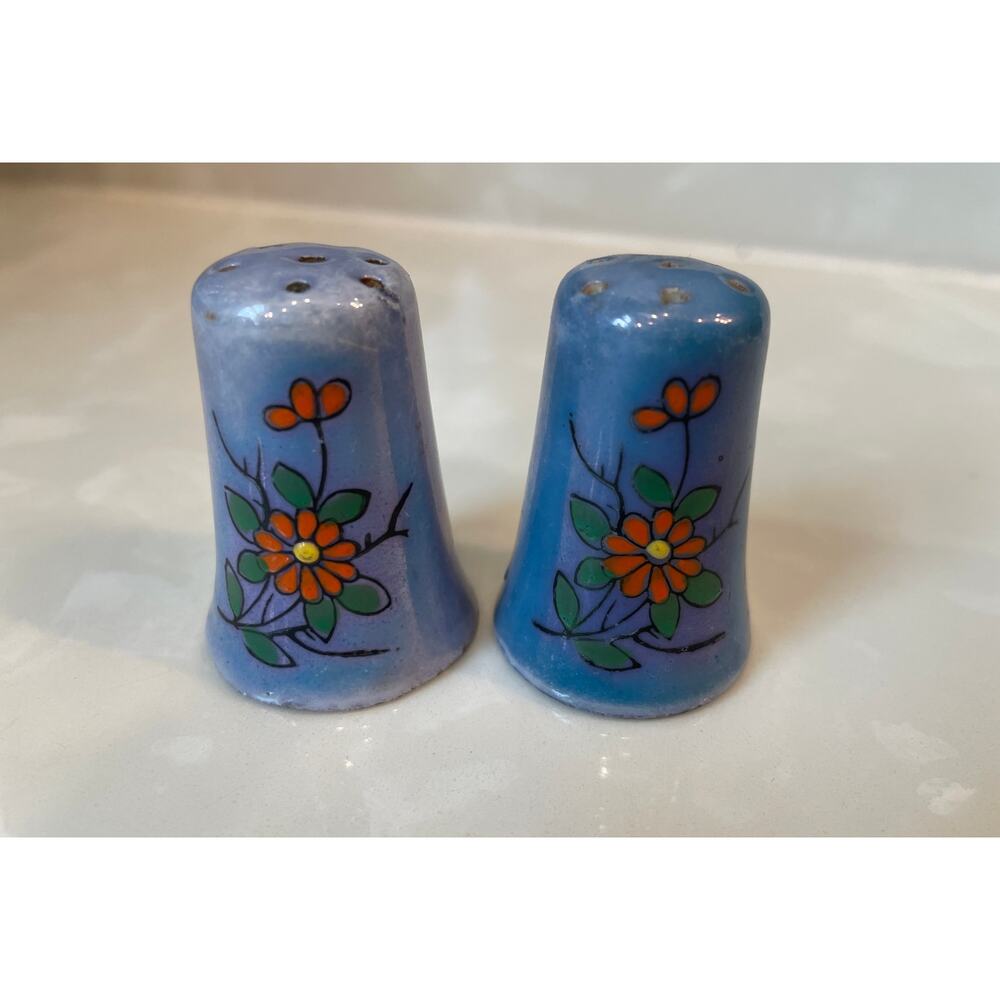 Vintage Blue Floral  Salt & Pepper Shakers